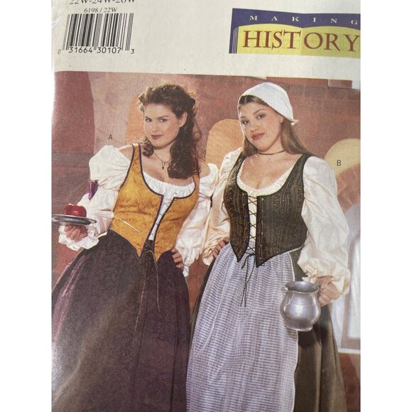Butterick 6198 Renaissance Wench Sewing Pattern 22W-26W Making Costume UNCUT - Picture 6 of 7